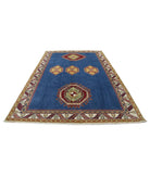 Kazak 7' 4" X 10' 10" Hand-Knotted Wool Rug 7' 4" X 10' 10" (224 X 330) / Blue / Ivory