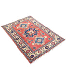 Kazak 3' 3" X 4' 8" Hand-Knotted Wool Rug 3' 3" X 4' 8" (99 X 142) / Red / Ivory