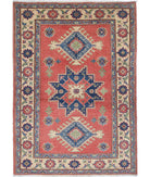 Kazak 3' 3" X 4' 8" Hand-Knotted Wool Rug 3' 3" X 4' 8" (99 X 142) / Red / Ivory