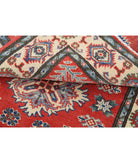 Kazak 3' 2" X 4' 9" Hand-Knotted Wool Rug 3' 2" X 4' 9" (97 X 145) / Red / Ivory