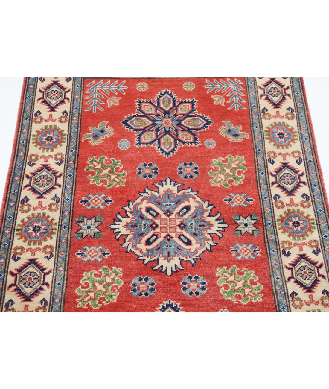 Kazak 3' 1" X 4' 10" Hand-Knotted Wool Rug 3' 1" X 4' 10" (94 X 147) / Red / Ivory