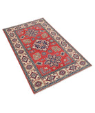 Kazak 3' 0" X 4' 11" Hand-Knotted Wool Rug 3' 0" X 4' 11" (91 X 150) / Red / Ivory