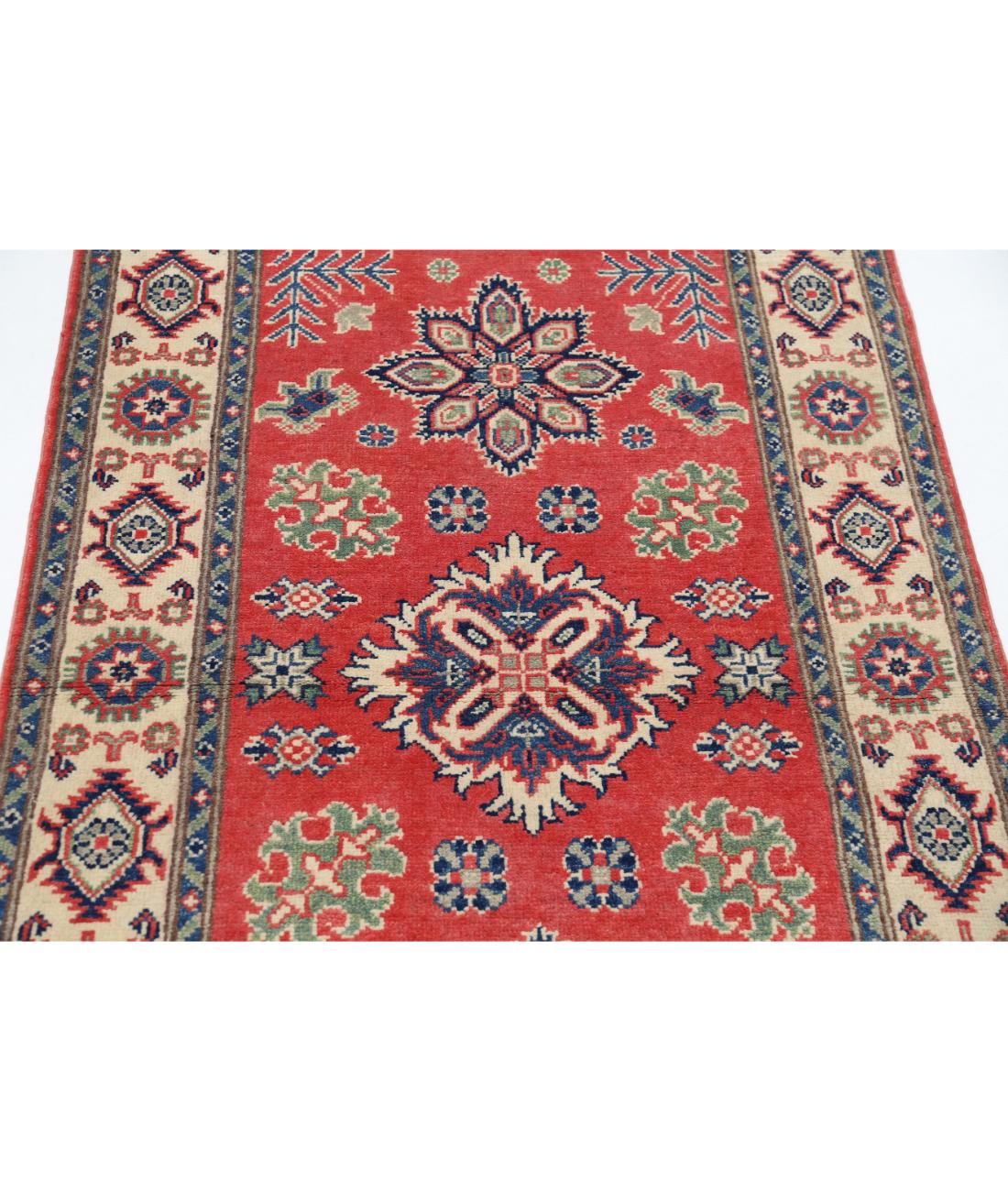 Kazak 3' 0" X 4' 11" Hand-Knotted Wool Rug 3' 0" X 4' 11" (91 X 150) / Red / Ivory