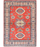 Kazak 3' 3" X 4' 10" Hand-Knotted Wool Rug 3' 3" X 4' 10" (99 X 147) / Red / Ivory