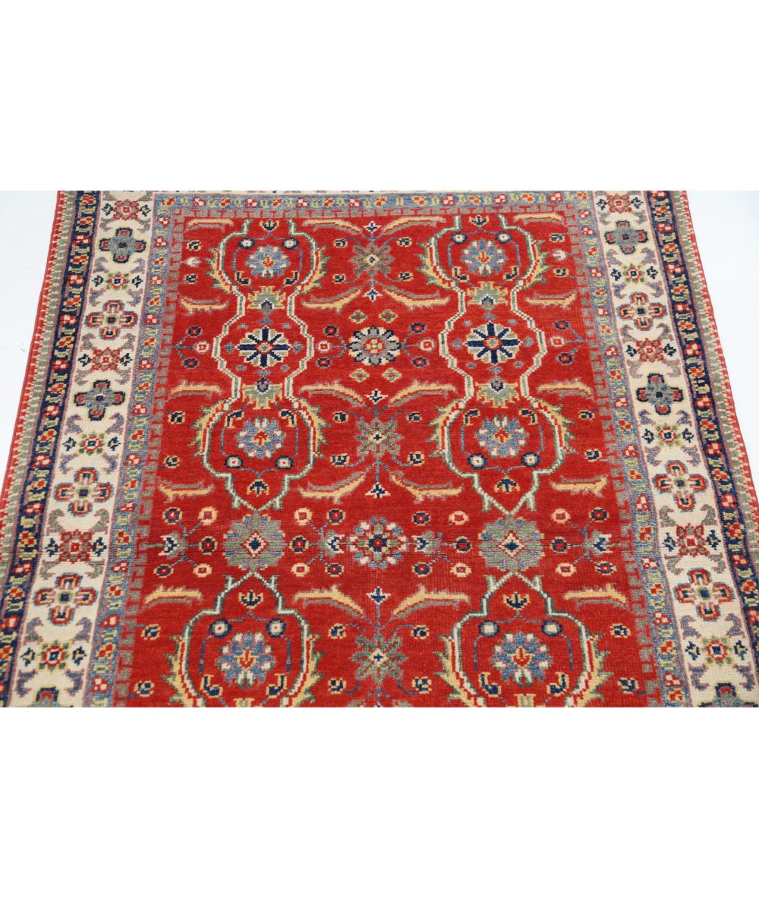 Kazak 3' 1" X 4' 9" Hand-Knotted Wool Rug 3' 1" X 4' 9" (94 X 145) / Red / Ivory