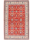 Kazak 3' 1" X 4' 9" Hand-Knotted Wool Rug 3' 1" X 4' 9" (94 X 145) / Red / Ivory