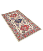 Kazak 3' 1" X 5' 2" Hand-Knotted Wool Rug 3' 1" X 5' 2" (94 X 157) / Ivory / Red