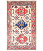 Kazak 3' 1" X 5' 2" Hand-Knotted Wool Rug 3' 1" X 5' 2" (94 X 157) / Ivory / Red