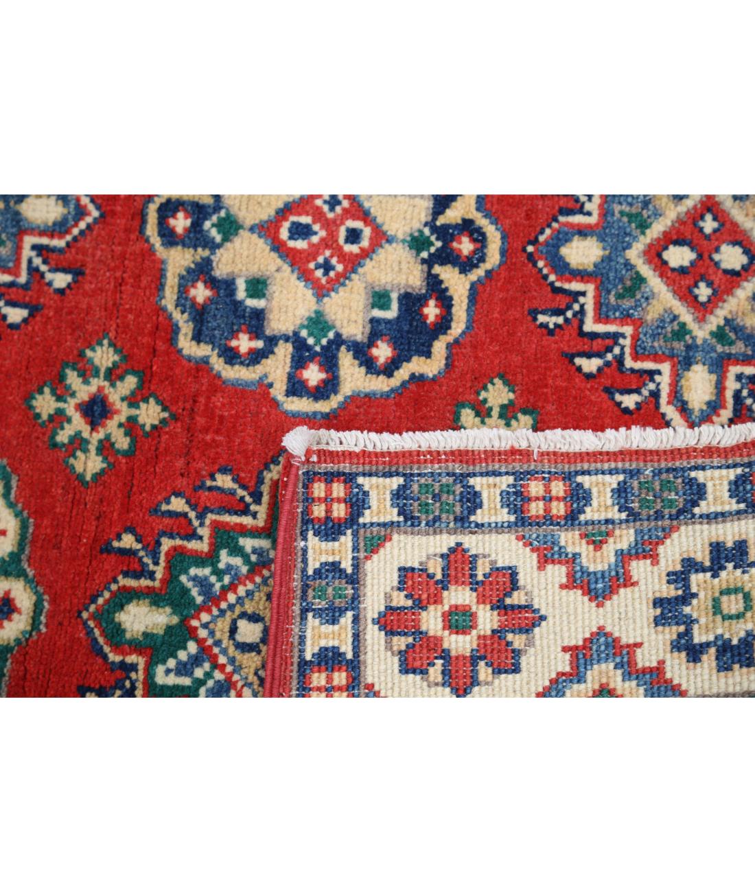 Kazak 3' 3" X 4' 11" Hand-Knotted Wool Rug 3' 3" X 4' 11" (99 X 150) / Red / Ivory