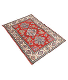 Kazak 3' 3" X 4' 9" Hand-Knotted Wool Rug 3' 3" X 4' 9" (99 X 145) / Red / Ivory