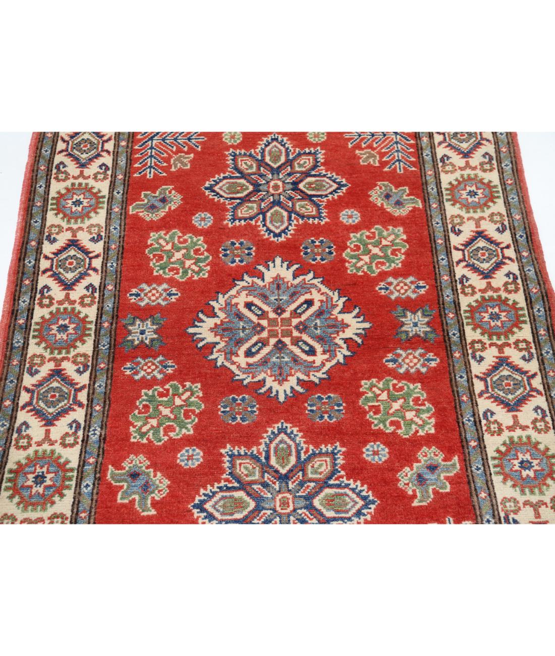 Kazak 3' 3" X 4' 9" Hand-Knotted Wool Rug 3' 3" X 4' 9" (99 X 145) / Red / Ivory