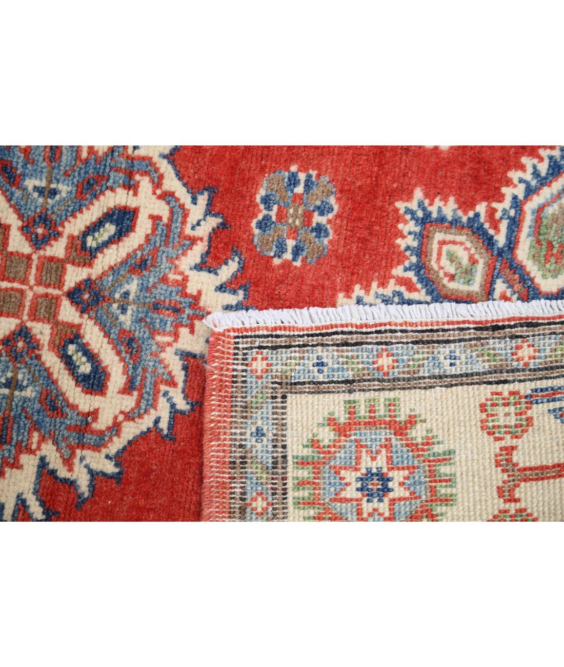 Kazak 3' 3" X 4' 9" Hand-Knotted Wool Rug 3' 3" X 4' 9" (99 X 145) / Red / Ivory