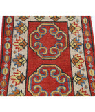 Kazak 1' 7" X 2' 3" Hand-Knotted Wool Rug 1' 7" X 2' 3" (48 X 69) / Red / Ivory