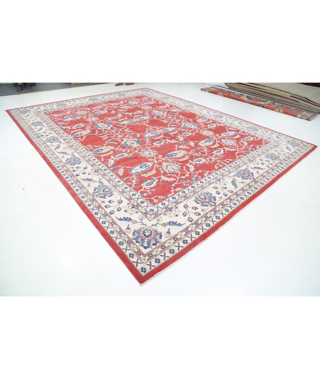 Kazak 12' 1" X 15' 3" Hand-Knotted Wool Rug 12' 1" X 15' 3" (368 X 465) / Red / Ivory