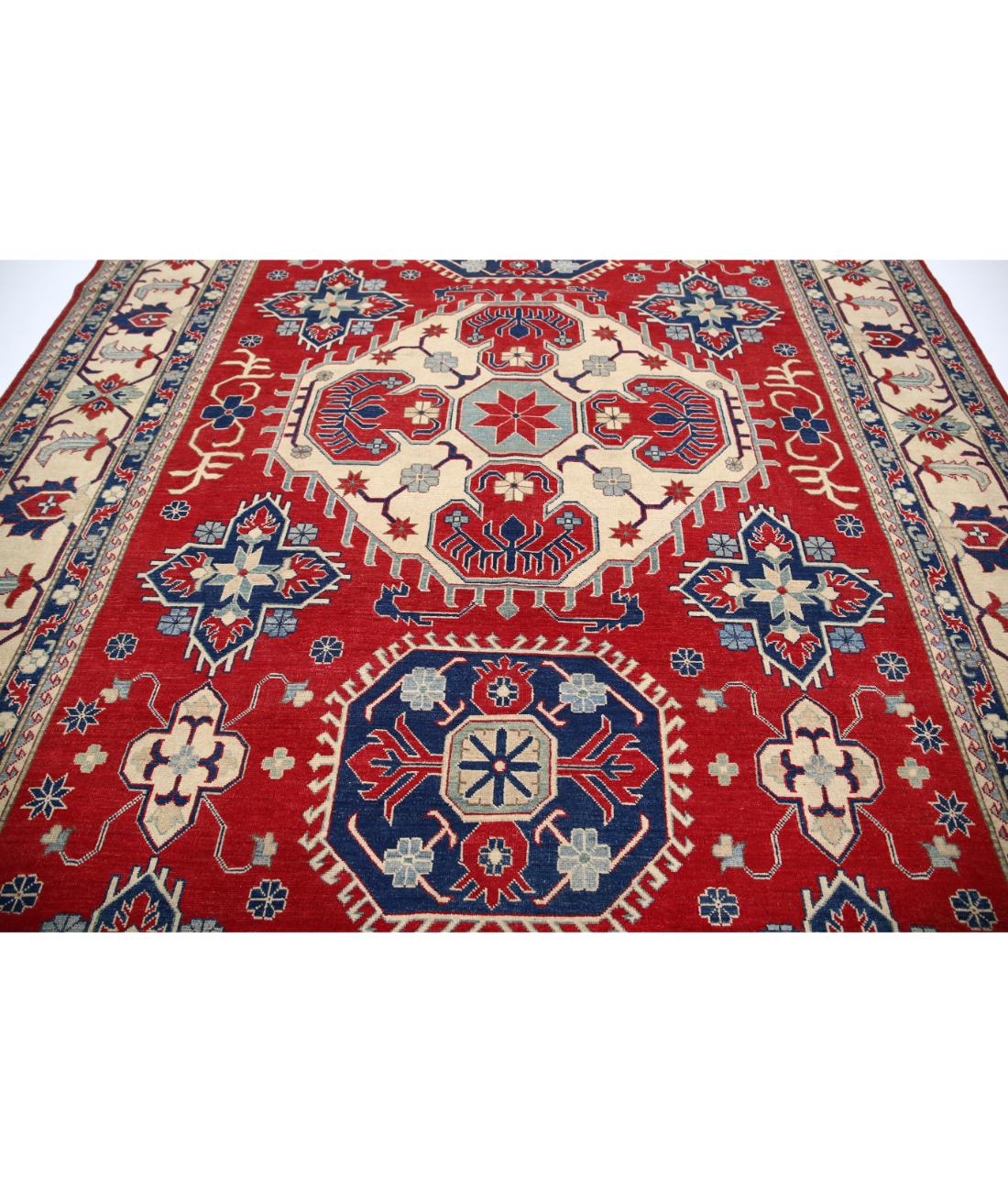 Kazak 9' 8" X 12' 5" Hand-Knotted Wool Rug 9' 8" X 12' 5" (295 X 378) / Red / Ivory