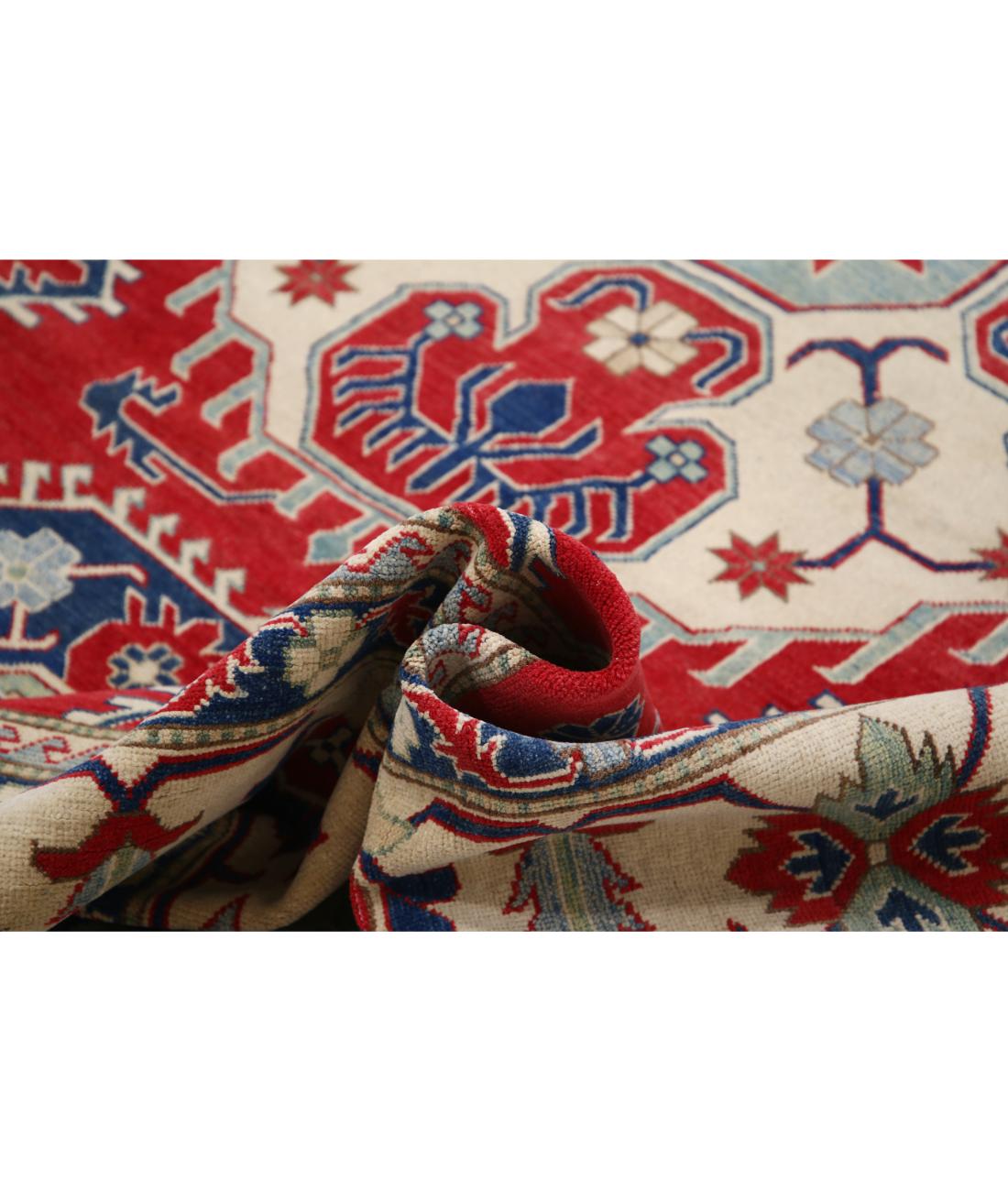 Kazak 9' 8" X 12' 5" Hand-Knotted Wool Rug 9' 8" X 12' 5" (295 X 378) / Red / Ivory