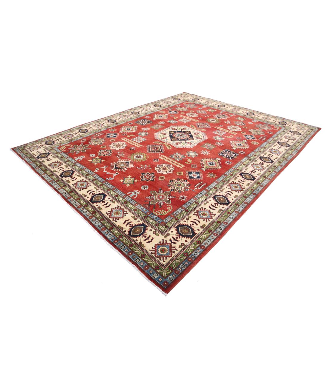 Kazak 9' 0" X 11' 7" Hand-Knotted Wool Rug 9' 0" X 11' 7" (274 X 353) / Red / Ivory