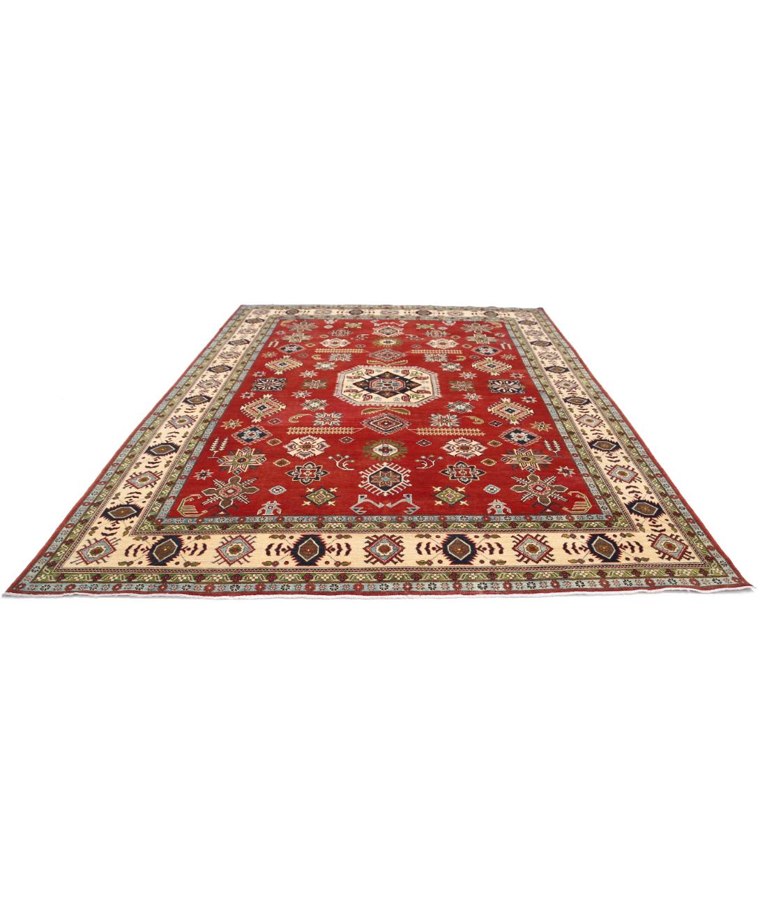 Kazak 9' 0" X 11' 7" Hand-Knotted Wool Rug 9' 0" X 11' 7" (274 X 353) / Red / Ivory