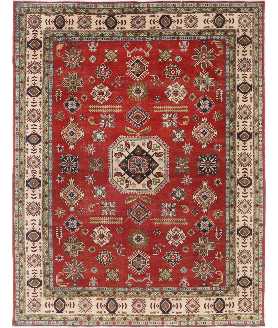 Kazak 9' 0" X 11' 7" Hand-Knotted Wool Rug 9' 0" X 11' 7" (274 X 353) / Red / Ivory