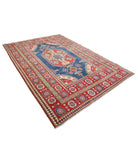 Kazak 6' 8" X 9' 7" Hand-Knotted Wool Rug 6' 8" X 9' 7" (203 X 292) / Blue / Red