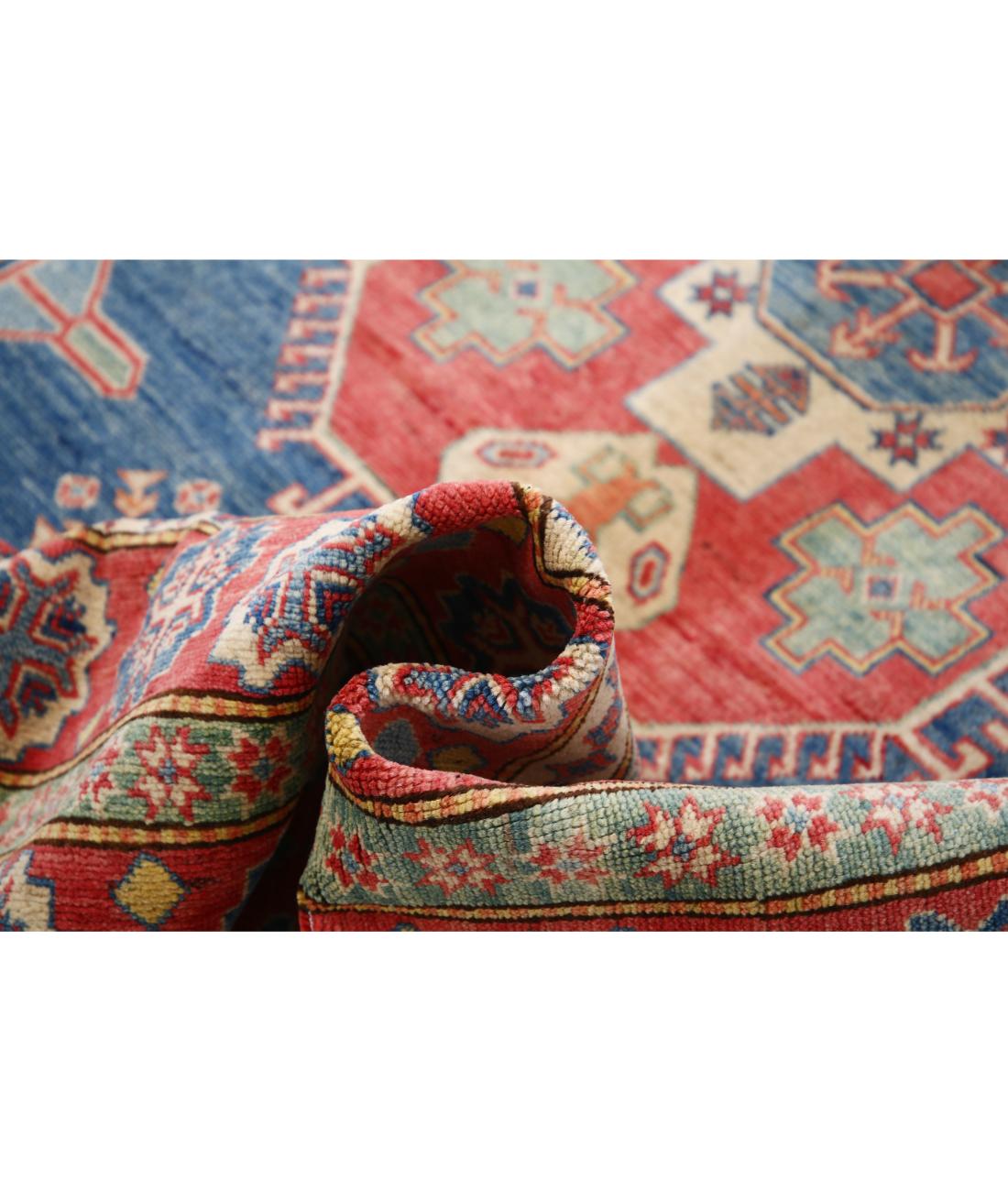 Kazak 6' 8" X 9' 7" Hand-Knotted Wool Rug 6' 8" X 9' 7" (203 X 292) / Blue / Red