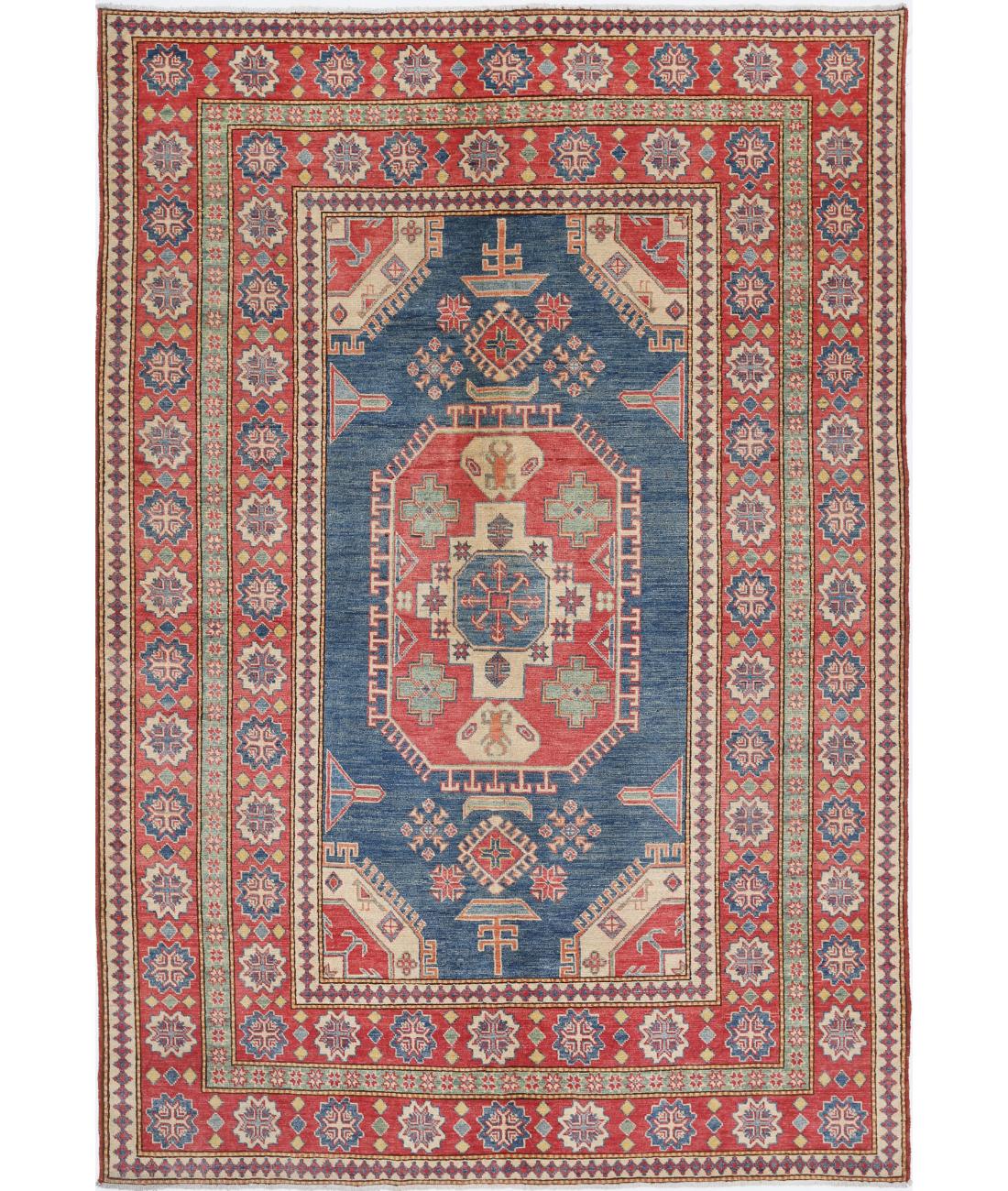 Kazak 6' 8" X 9' 7" Hand-Knotted Wool Rug 6' 8" X 9' 7" (203 X 292) / Blue / Red