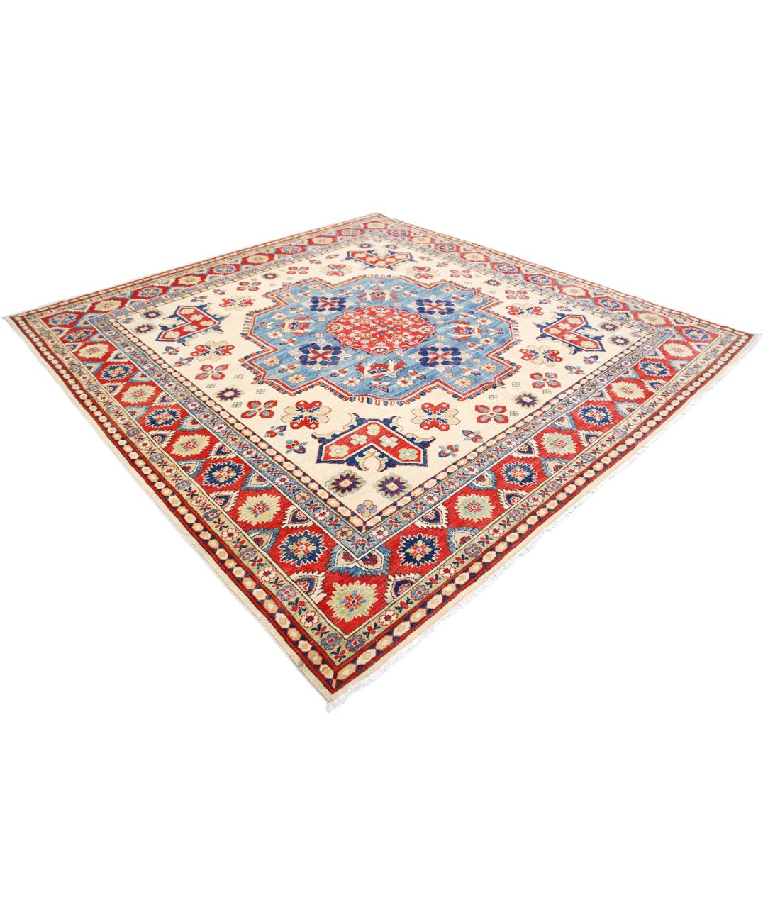 Kazak 9' 9" X 10' 0" Hand-Knotted Wool Rug 9' 9" X 10' 0" (297 X 305) / Ivory / Red