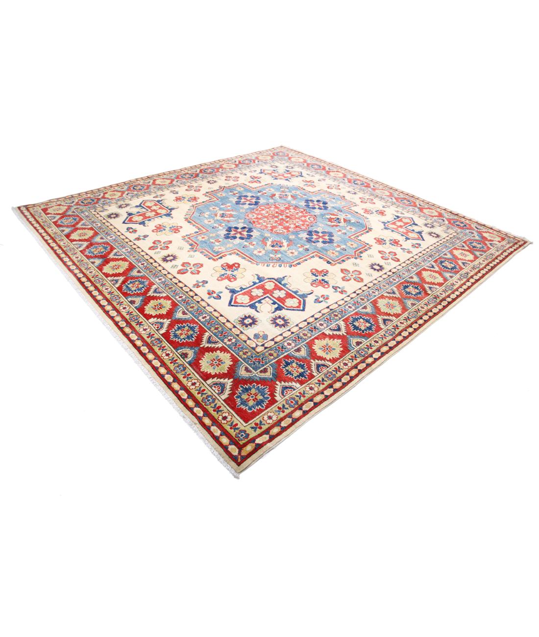 Kazak 9' 9" X 10' 0" Hand-Knotted Wool Rug 9' 9" X 10' 0" (297 X 305) / Ivory / Red