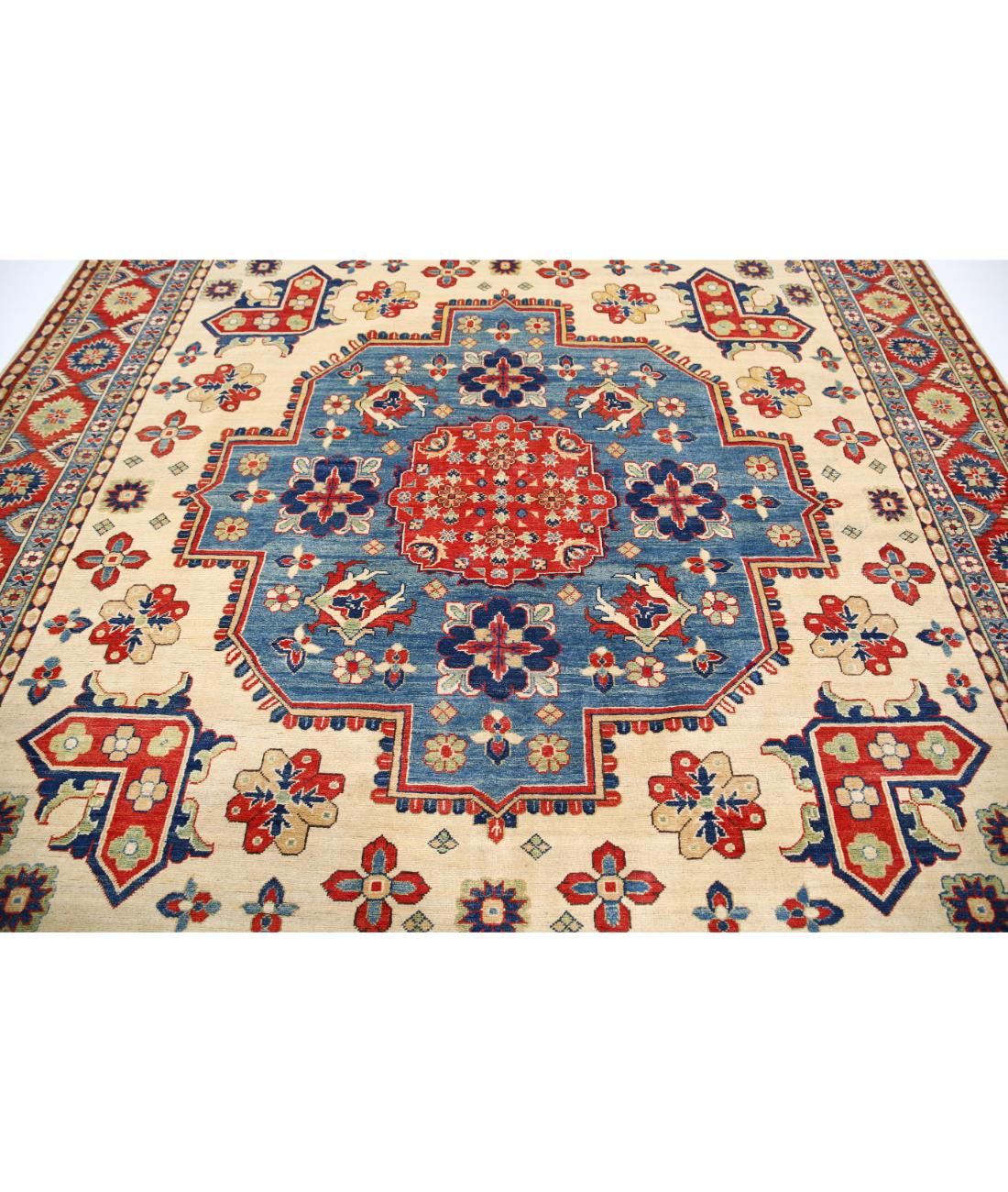 Kazak 9' 9" X 10' 0" Hand-Knotted Wool Rug 9' 9" X 10' 0" (297 X 305) / Ivory / Red