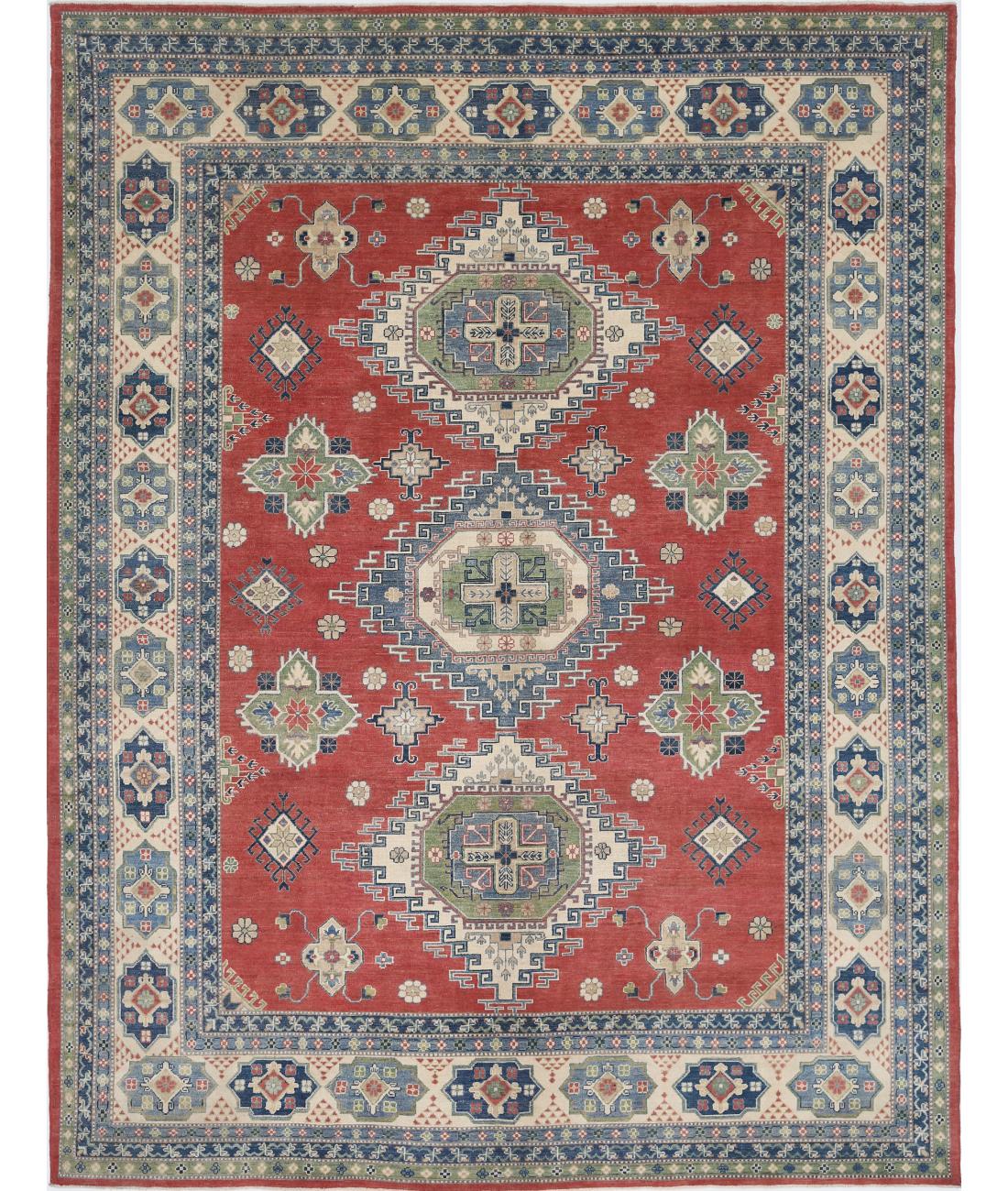 Kazak 10' 1" X 13' 3" Hand-Knotted Wool Rug 10' 1" X 13' 3" (307 X 404) / Red / Ivory