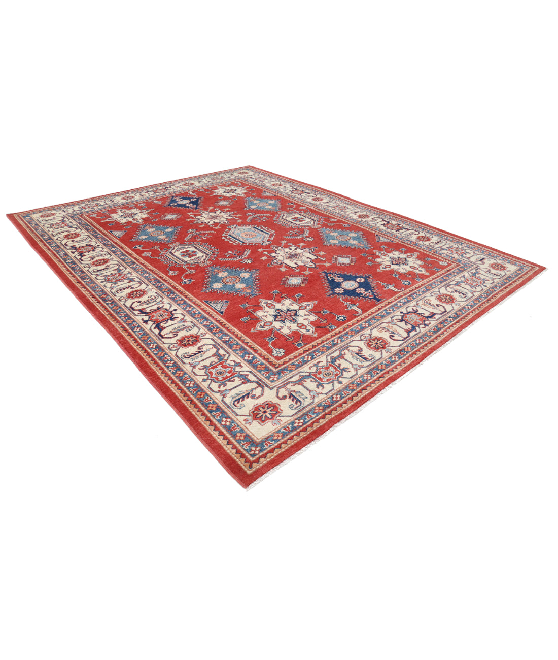 Kazak 9' 4" X 11' 10" Hand-Knotted Wool Rug 9' 4" X 11' 10" (284 X 361) / Red / Ivory