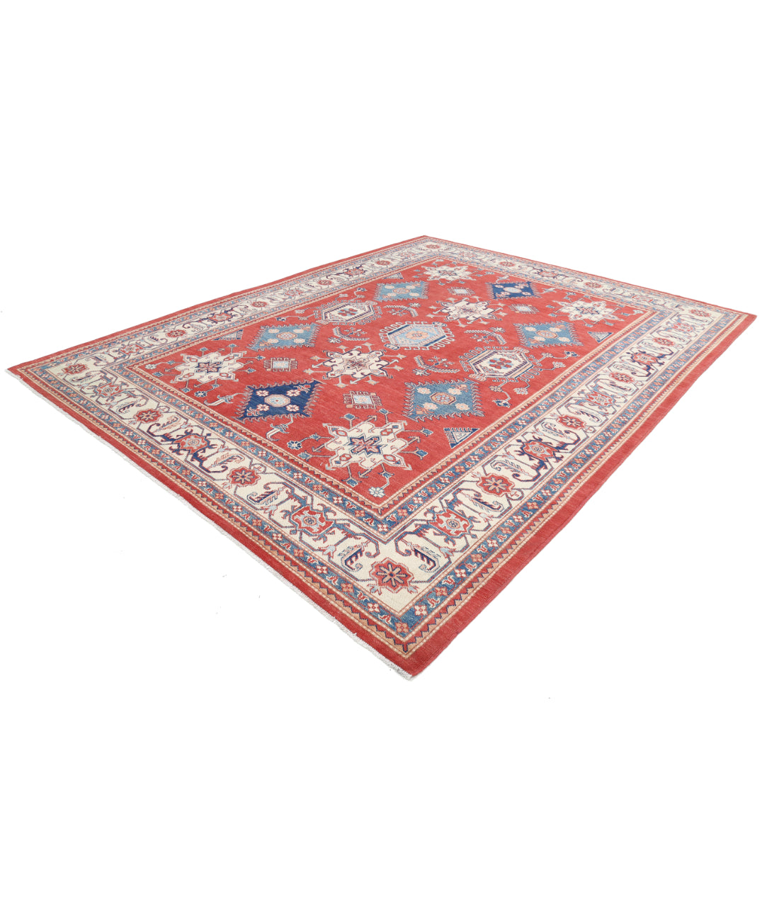 Kazak 9' 4" X 11' 10" Hand-Knotted Wool Rug 9' 4" X 11' 10" (284 X 361) / Red / Ivory