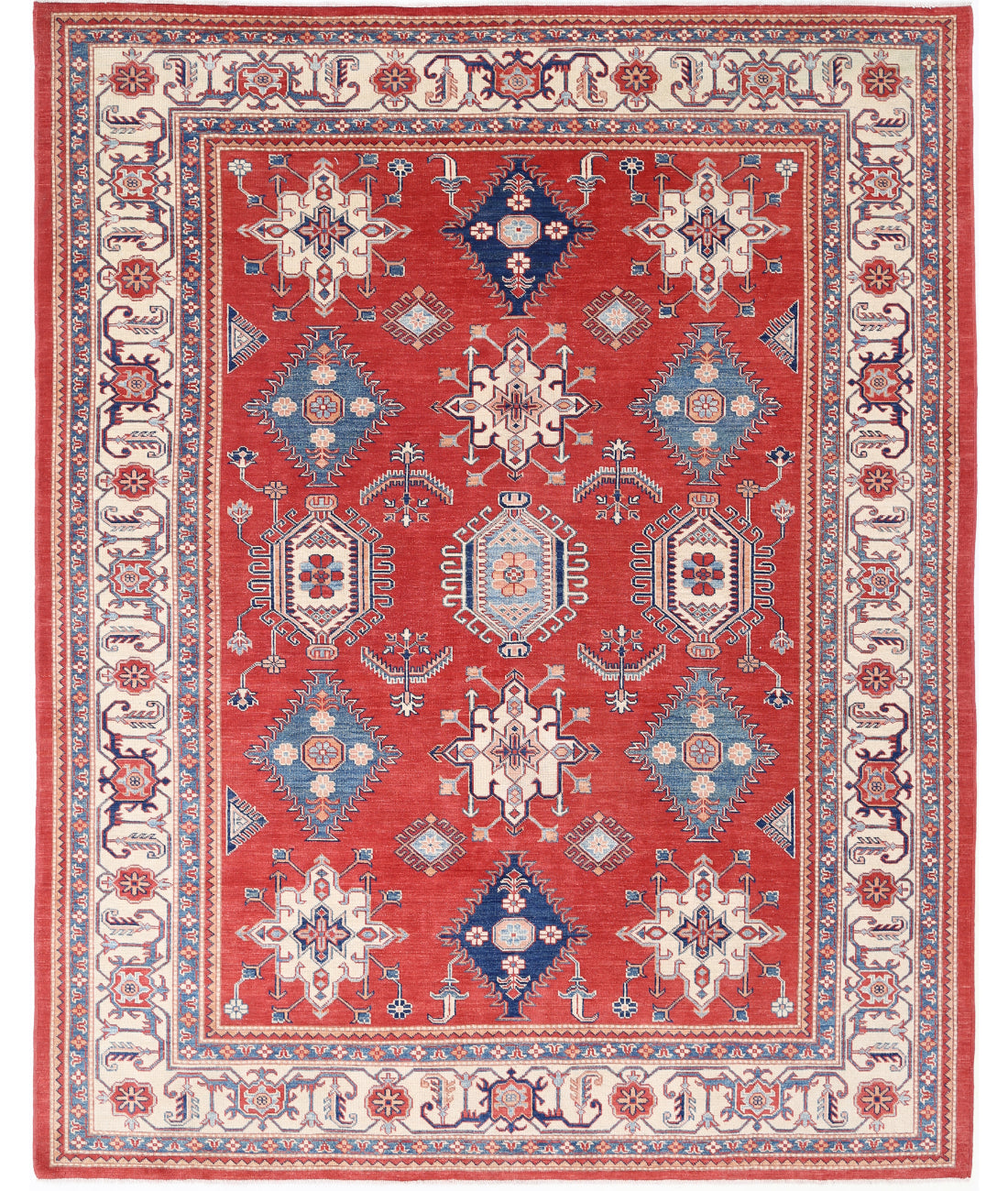 Kazak 9' 4" X 11' 10" Hand-Knotted Wool Rug 9' 4" X 11' 10" (284 X 361) / Red / Ivory