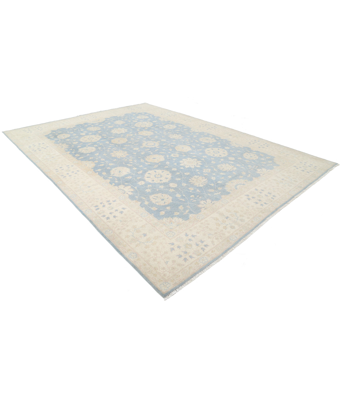 Kazak 9' 7" X 13' 4" Hand-Knotted Wool Rug 9' 7" X 13' 4" (292 X 406) / Blue / Ivory