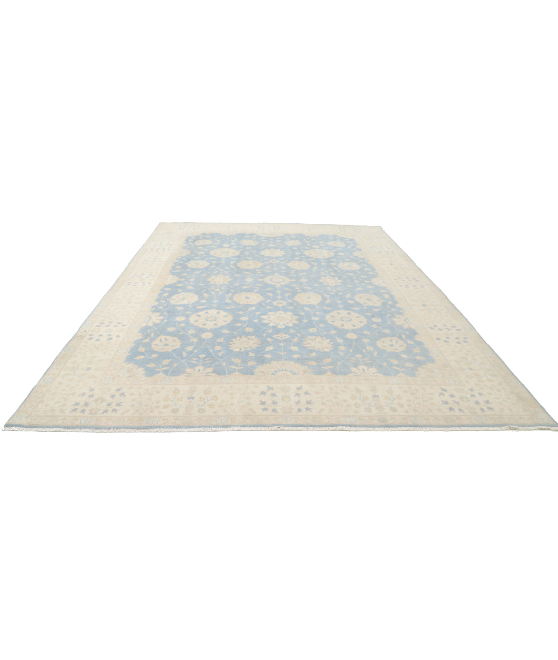 Kazak 9' 7" X 13' 4" Hand-Knotted Wool Rug 9' 7" X 13' 4" (292 X 406) / Blue / Ivory