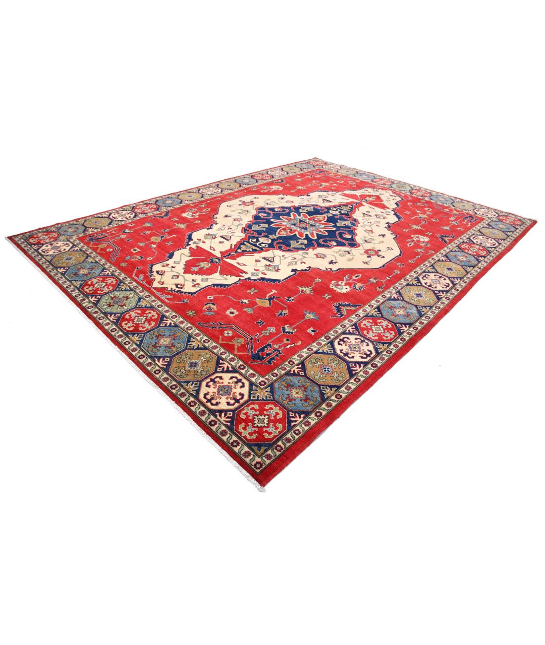 Kazak 10' 1" X 13' 7" Hand-Knotted Wool Rug 10' 1" X 13' 7" (307 X 414) / Ivory / Blue