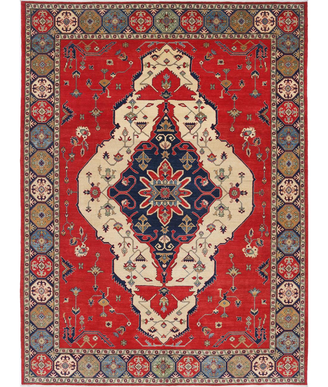 Kazak 10' 1" X 13' 7" Hand-Knotted Wool Rug 10' 1" X 13' 7" (307 X 414) / Ivory / Blue