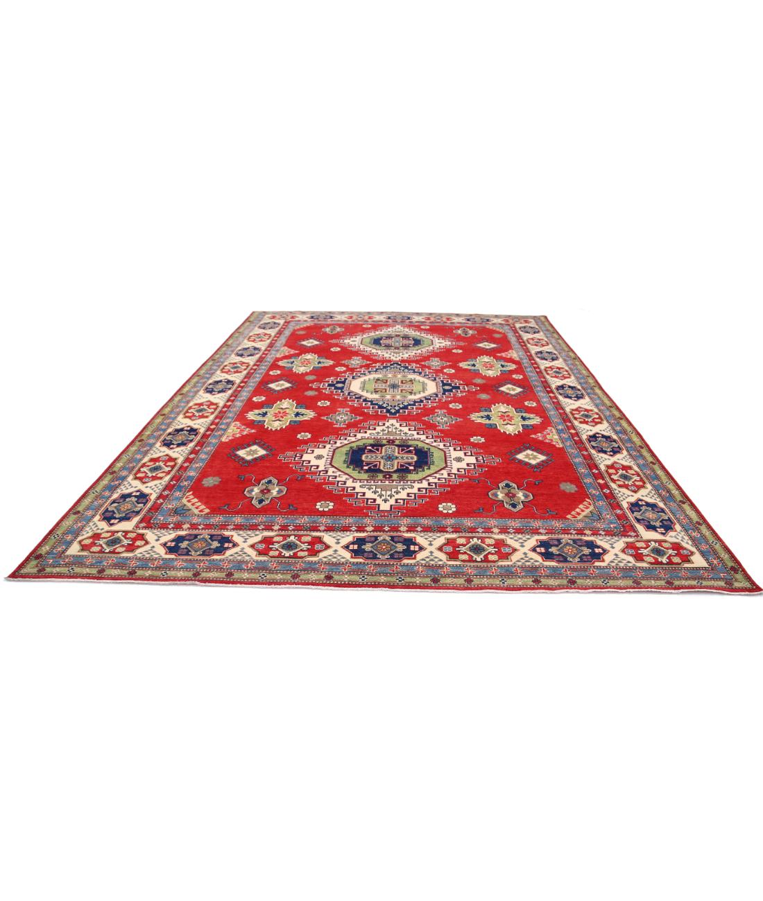 Kazak 10' 1" X 13' 9" Hand-Knotted Wool Rug 10' 1" X 13' 9" (307 X 419) / Red / Ivory