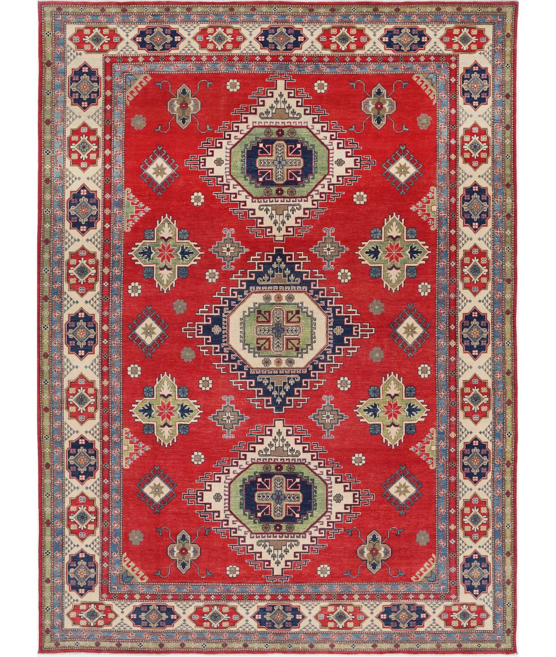 Kazak 10' 1" X 13' 9" Hand-Knotted Wool Rug 10' 1" X 13' 9" (307 X 419) / Red / Ivory