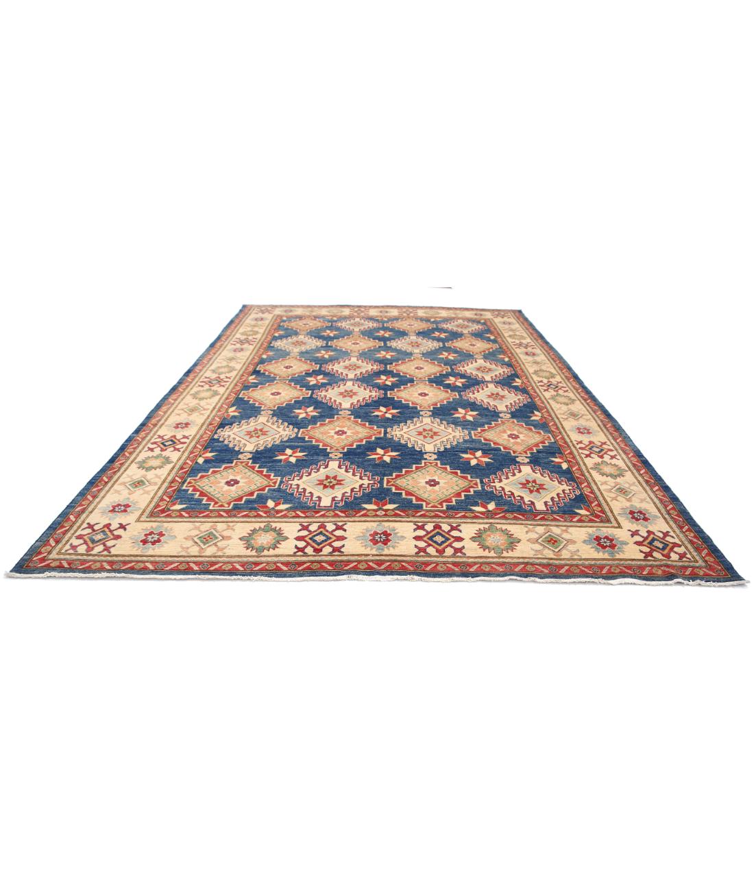 Kazak 9' 11" X 14' 3" Hand-Knotted Wool Rug 9' 11" X 14' 3" (302 X 434) / Blue / Ivory