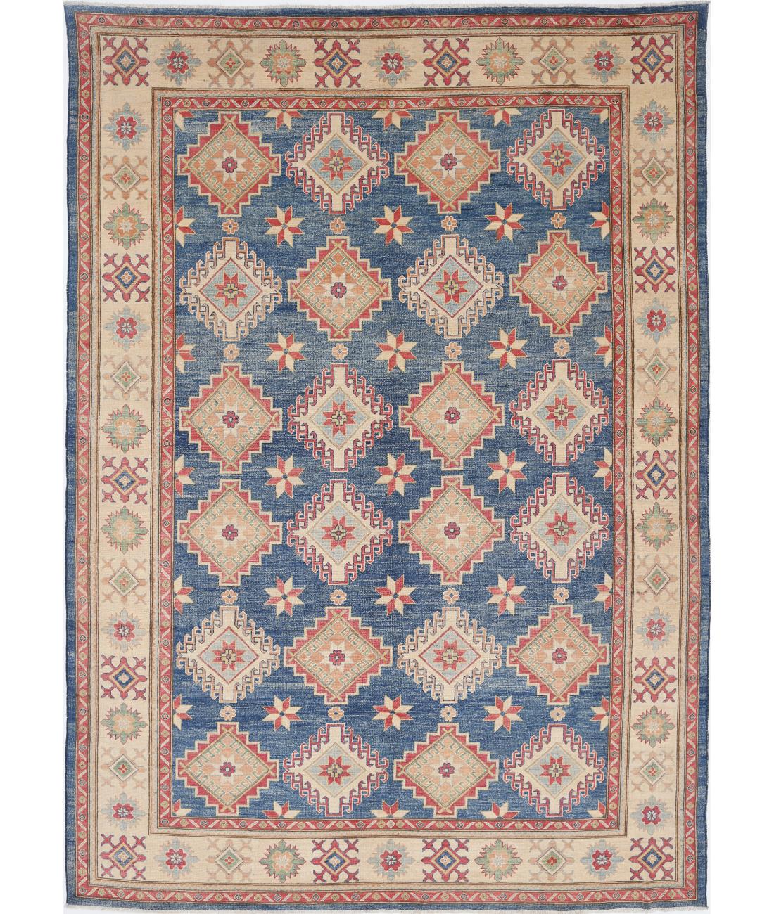 Kazak 9' 11" X 14' 3" Hand-Knotted Wool Rug 9' 11" X 14' 3" (302 X 434) / Blue / Ivory