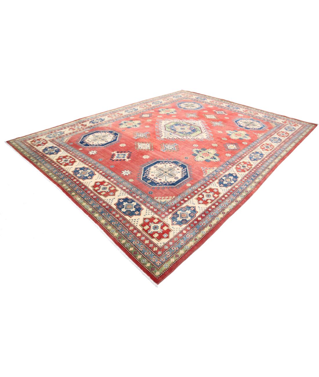 Kazak 10' 1" X 13' 2" Hand-Knotted Wool Rug 10' 1" X 13' 2" (307 X 401) / Red / Ivory