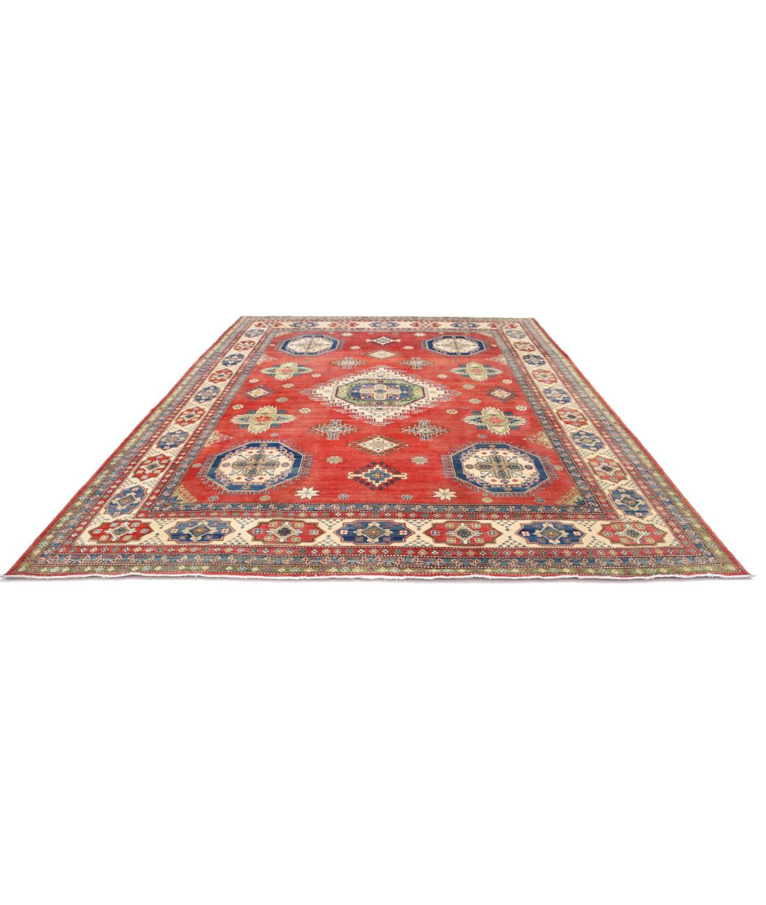 Kazak 10' 1" X 13' 2" Hand-Knotted Wool Rug 10' 1" X 13' 2" (307 X 401) / Red / Ivory