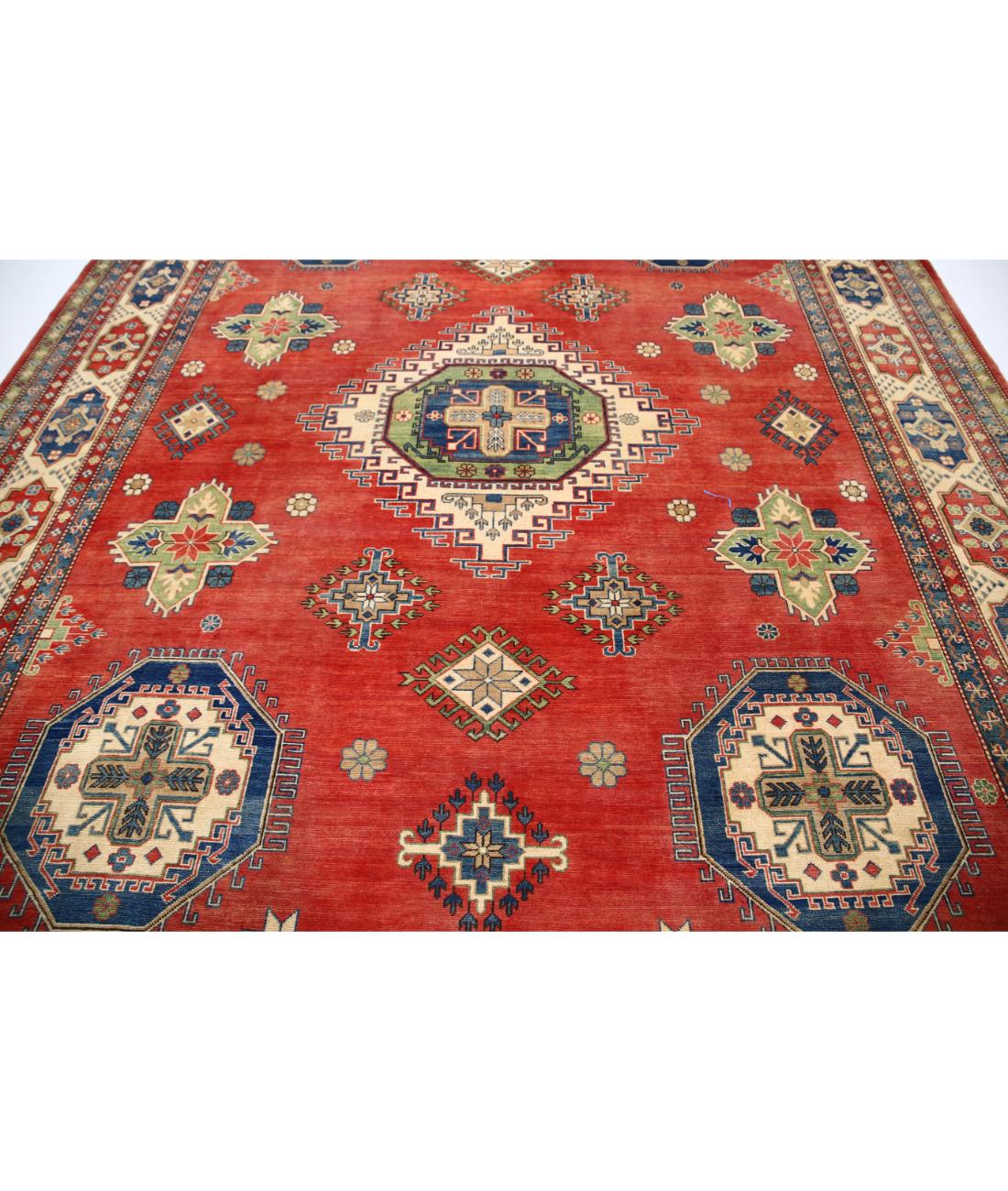 Kazak 10' 1" X 13' 2" Hand-Knotted Wool Rug 10' 1" X 13' 2" (307 X 401) / Red / Ivory