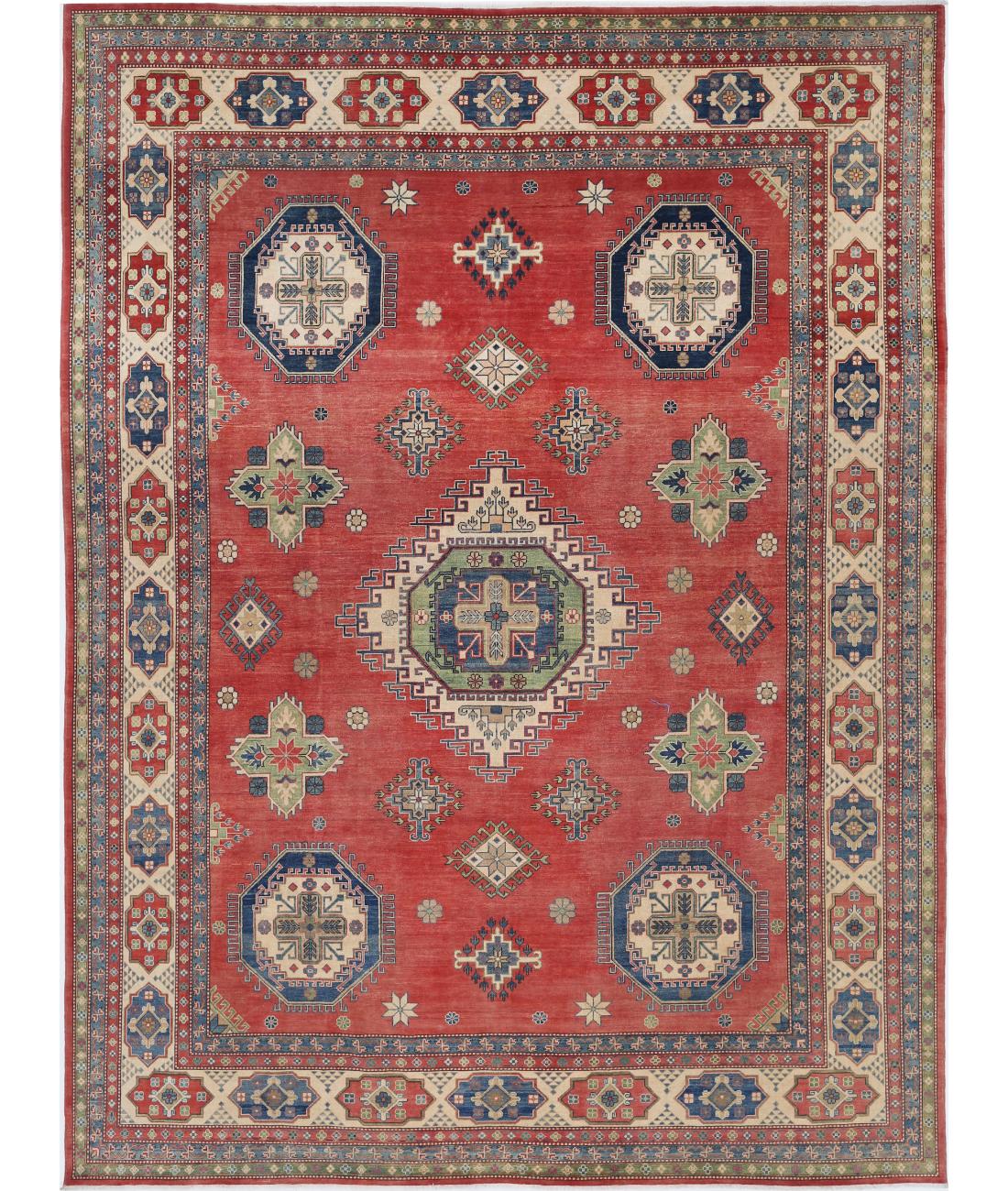 Kazak 10' 1" X 13' 2" Hand-Knotted Wool Rug 10' 1" X 13' 2" (307 X 401) / Red / Ivory