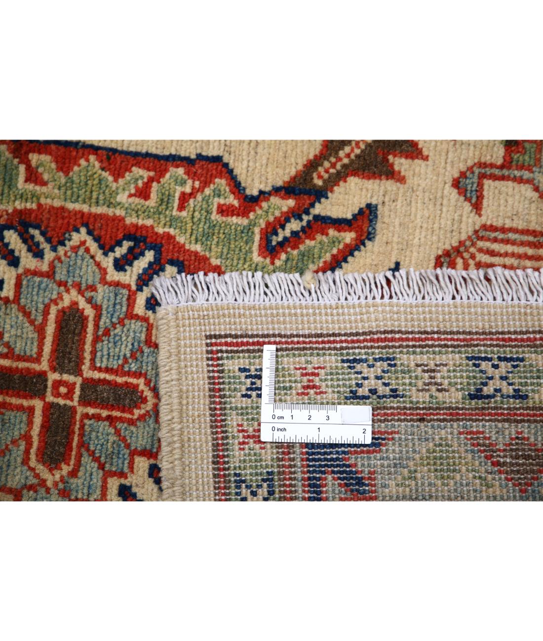 Kazak 6' 5" X 9' 8" Hand-Knotted Wool Rug 6' 5" X 9' 8" (196 X 295) / Ivory / Red