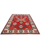 Kazak 6' 10" X 9' 2" Hand-Knotted Wool Rug 6' 10" X 9' 2" (208 X 279) / Red / Ivory