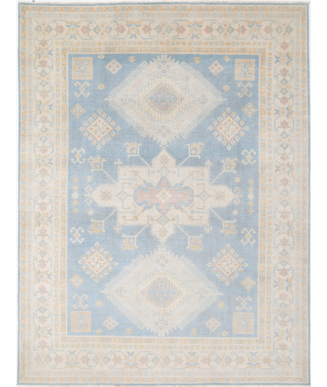 Kazak 8' 9" X 11' 9" Hand-Knotted Wool Rug 8' 9" X 11' 9" (267 X 358) / Blue / Ivory