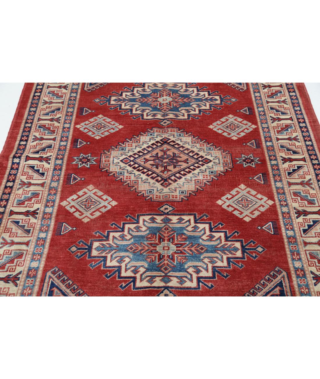 Kazak 4' 11" X 6' 0" Hand-Knotted Wool Rug 4' 11" X 6' 0" (150 X 183) / Red / Ivory