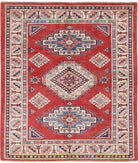 Kazak 4' 11" X 6' 0" Hand-Knotted Wool Rug 4' 11" X 6' 0" (150 X 183) / Red / Ivory